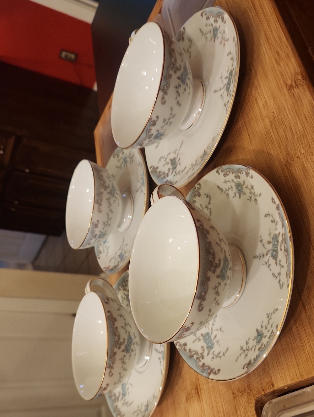 SEVILLE, IMPERIAL CHINA Porcelain Teacup and Saucer Sets